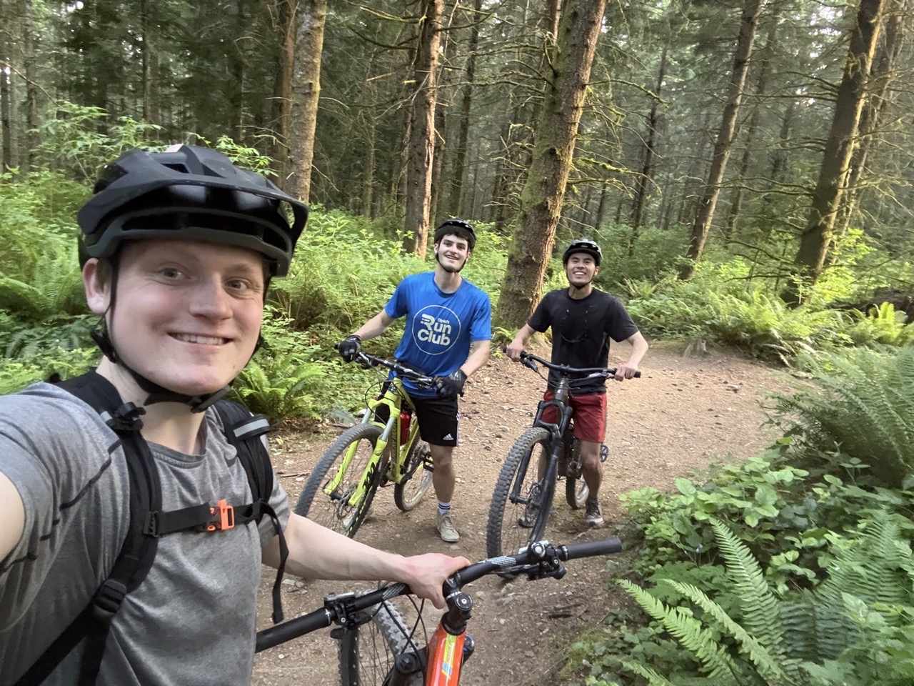 Selfie of rudy and friends mountain biking