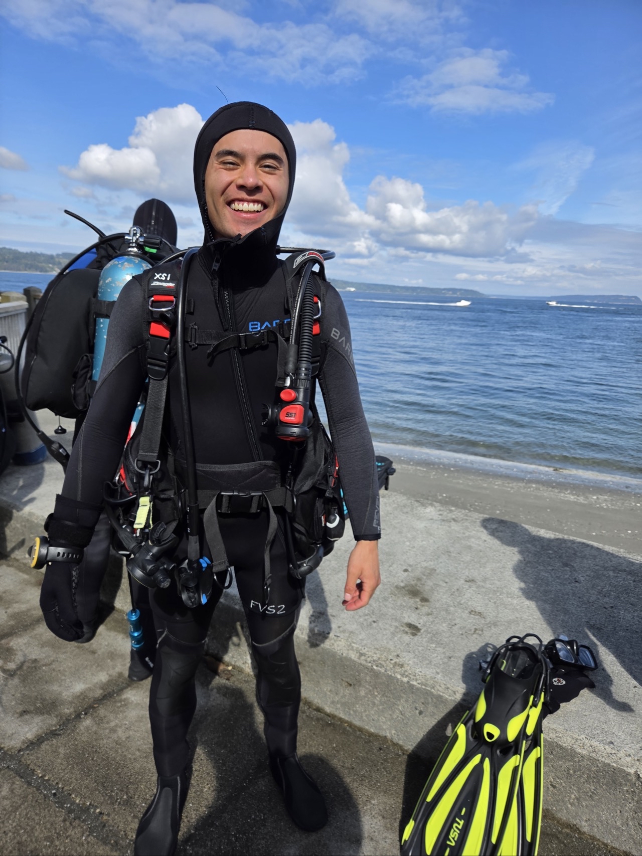 Rudy at Mukilteo in scuba gear