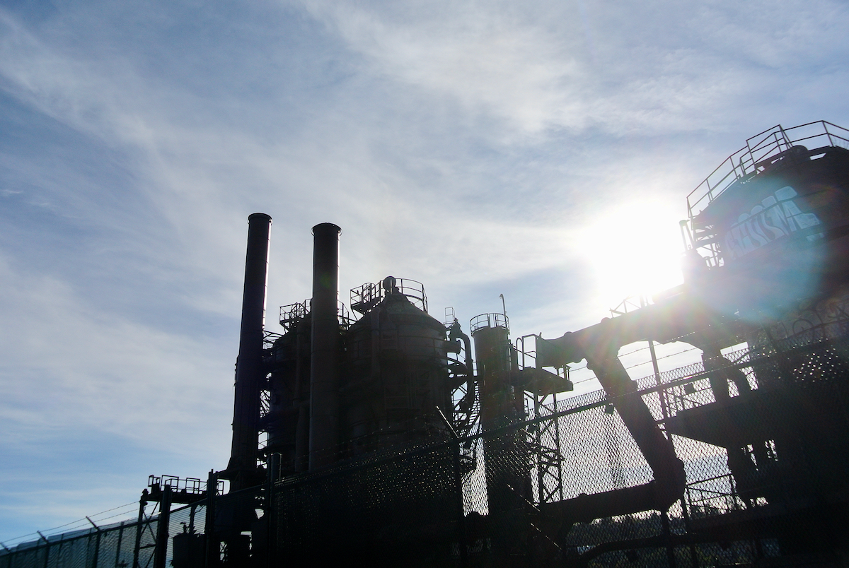 gasworks park against blue sky